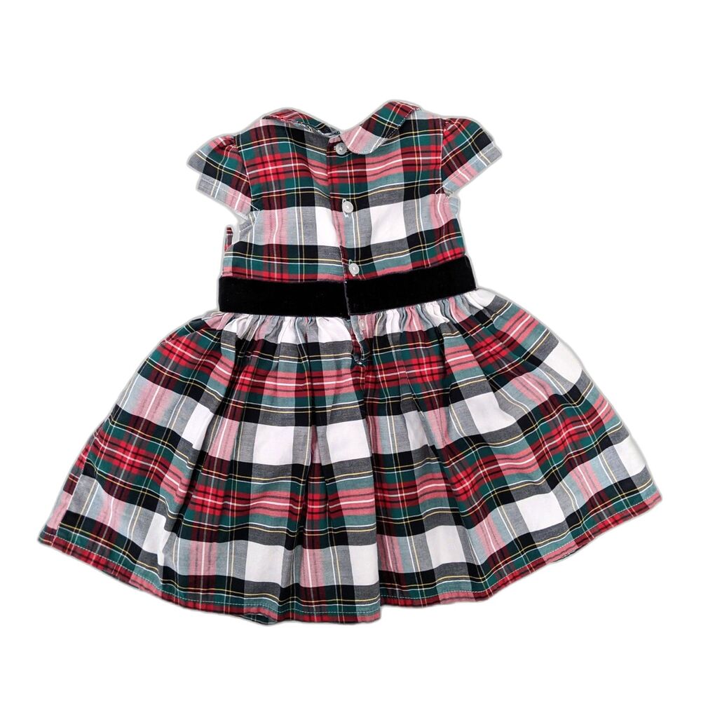 Carter's Holiday Red Black Plaid Christmas Dress, Size 12 months